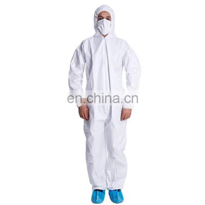 Disposable coveralls unisex polypropylene 40gsm work wear with film hood and boots zipper elastic wrists for painting
