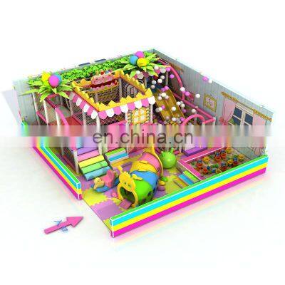 Indoor playground soft children indoor slide naughty castle candy theme  Popular naughty fort