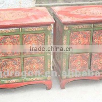 Tibet painting six drawer bedside cabinet