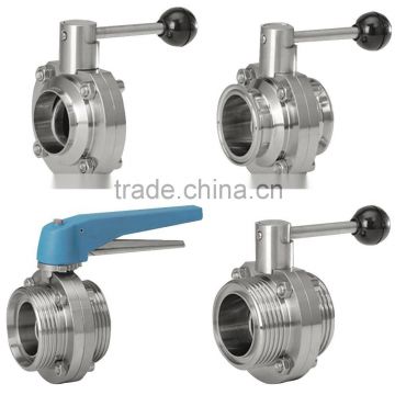 SS304/316L sanitary diary threaded dn150 spring loaded butterfly valve dn200