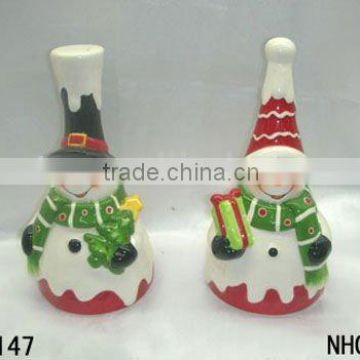 christmas snowman ceramic bells