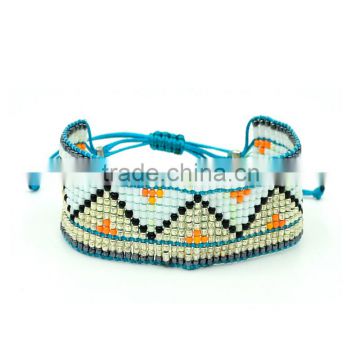 Handmade knitted measle cuff bangle bohemian style colorful beads bracelets