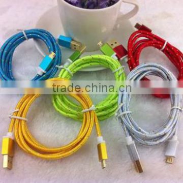 2014 colorful nylon Braided Aluminum Alloy Cover micro usb cable from shenzhen factory