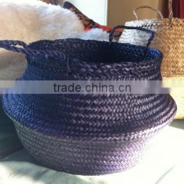 High quality best selling eco-friendly purple seagrass belly basket