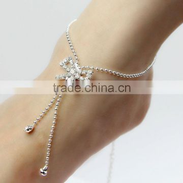 Beautiful DIY Butterfly Girls Pearl Charming Bracelet Wholesale J061986F08Y for shoes and wedding sash
