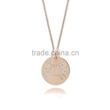14K Rose Gold Plate for Silver/Brass Genuine Crystal Customize Design Sea Theme 'Crab' Animal Pendants Jewelry