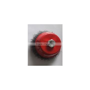 Bowl cup brush, crimped wire