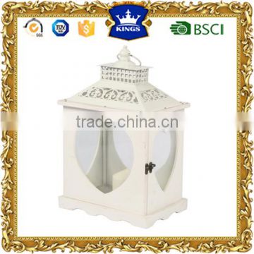 Hot selling white LED candle wooden lantern with heat design