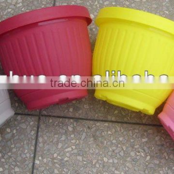 colourful plastic garden pots