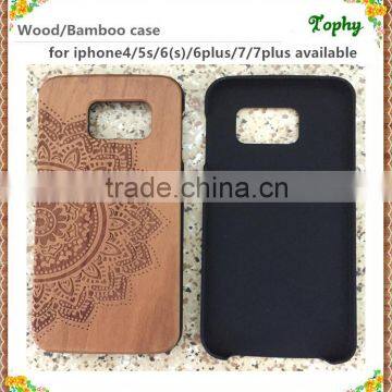 Handcraft Engraving Flowers Wooden Mobile Phone Cover For Iphone7 for galaxy s6 Case