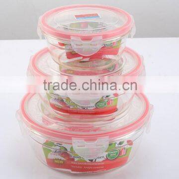 3pcs transparent round plastic freezer food container