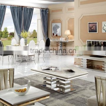 luxury modern stainless steel dining table and chairs AH066