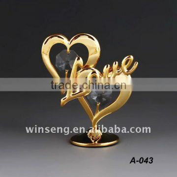 24K gold plated love heart for valentine gifts