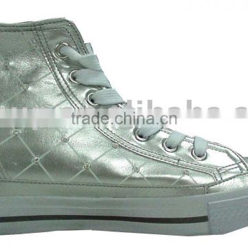 Vulcanized Canvas Shoes-shining pu with diamonds series