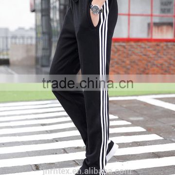 Breathable 100% cotton soft sports pants with stripe