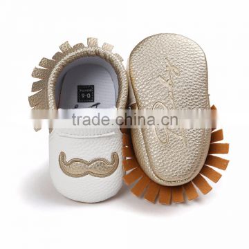 New Products Leather Tassels Fanny Mustache Design Baby Shoes Newborn Baby Walking Shoes Soft Sole