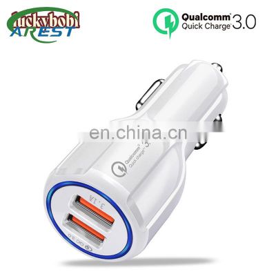 Carest 18W Dual USB Car Charger LED Fast Charging Quick Phone Charge Adapter For iPhone 12 11 Pro Max 6 7 8 Xiaomi Huawei