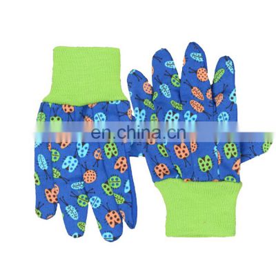 HANDLANDY Wholesale cute kids garden line gardening gloves,Lovely Blue printing cotton children garden gloves