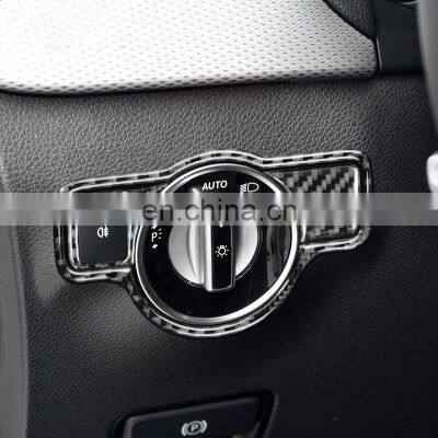 Factory For Mercedes Benz A B C E G Class CLA GLA GLE GLK GL Accessories Carbon Fiber Headlight Switch Cover Trim Car Stickers