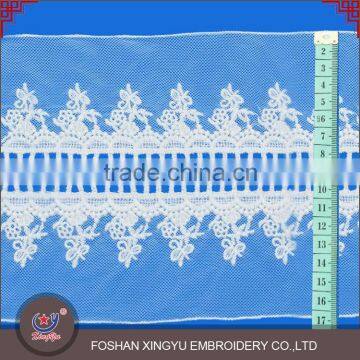 2016 popular fashion hot design decorative cotton lace trim embroidered tulle fabric