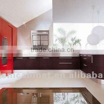 Hot-red and black Melamine Kitchen Cabinets