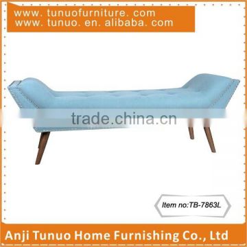 Lounge,Chaise,Wooden,French style,Patchwork seat,Boat shape,buttons and nails,TB-7863L