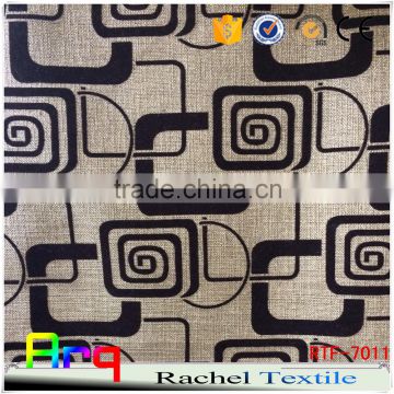 Urban modern style Full mold black Linen/Cotton flocking fabric used for curtain sofa cushion material
