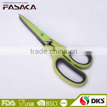 S75.6052G-2016 New design colorful handle and coated color blade multi-blades scissors with plastic handle