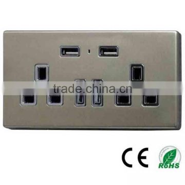 Stainless steel usb socket wall power plug outlet power strip usb