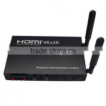 WIFI HDMI Matrix 4x2 + Amplifier (Support IOS/Android WIFI display, 4Kx2K,Bass/speaker output)