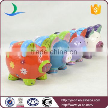 YScb-1 Wholesale hand paint ceramic piggy bank for kids