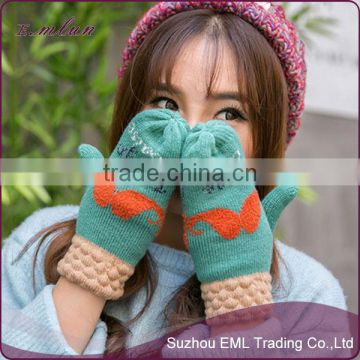 Cute Cartoon Beard Women Warmer Knit Hand Gloves