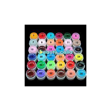 1/36Pc Solid Pure Mix Color UV Gel Acrylic Set Builder Polish Nail Art Decor Kit