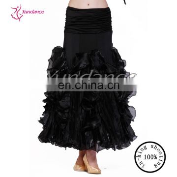 girls long black dance skirt with ruffles AB034B