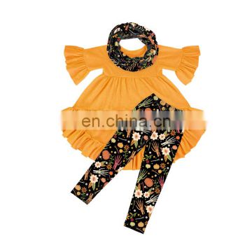 Kids Orange Tunic Skull Leggings Scarf Girls Boutique Clothing Halloween Boutique Outfit