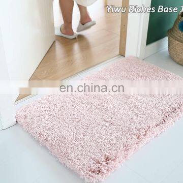 Wholesales strong water absorption pure color fluff hairy carpet rug non-slip floor mat for bathroom