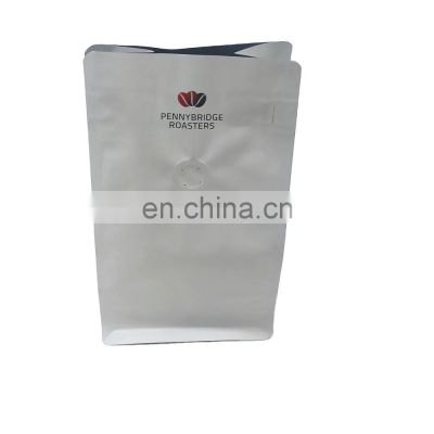 Flat Bottom Bags For Coffee Bean With One-Way Valve Easy Tear Notch For Wholesale