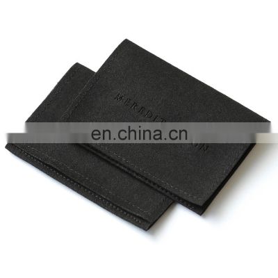PandaSew 10*8 cm Black Custom logo printed microfiber Envelop jewelry gift packaging pouch
