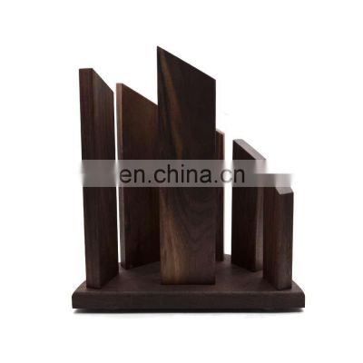 Double-Sided Magnetic Walnut Block Holder and Stand Holds 12pc Knives Block