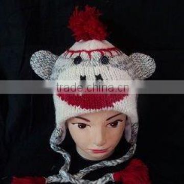 Red sock Monkey winter hat