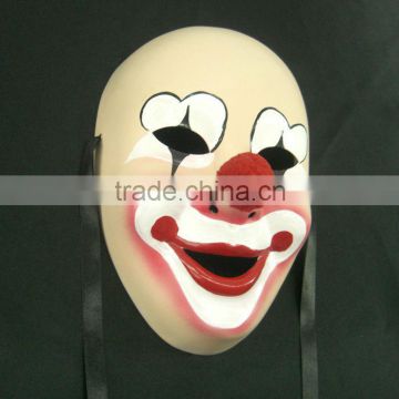 Comedic Joker Mask White Eye Red Mouse And Nose Hand Made