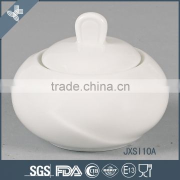Wholesale new design durable white round porcelain sugar pot