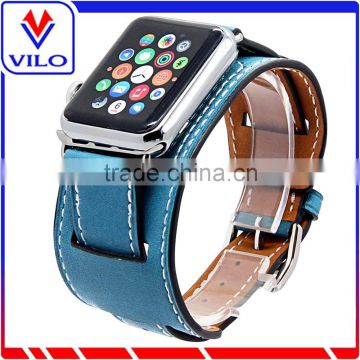 Genuine Cuff Leather Watch Band Strap with Classic Metal Buckle for Apple Watch 38mm 42mm