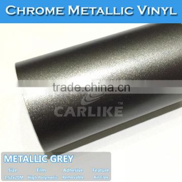 CARLIKE Matt Grey Metallic Adhesive Paper Chrome Wrap Vinyl Film