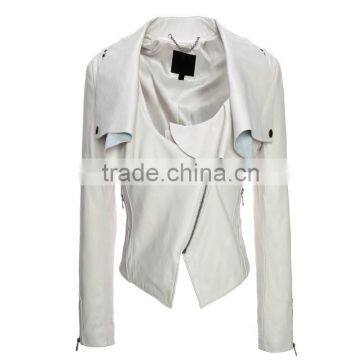 Ladies Fashion Leather Jackets White Color