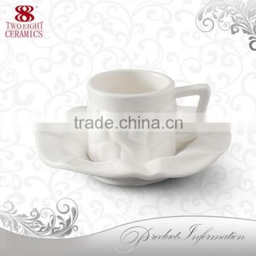 wholesale beautiful ceramic white cup and mug with tray for wedding / gift