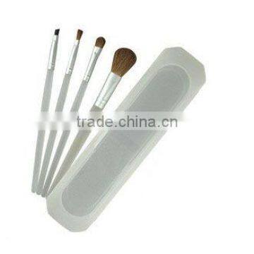 promotional 4 piece cosmetic makeup brush set with plastic box/case