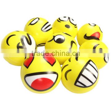 Promotional Printed Smiley Face PU Foam Stress Ball with your custom printing