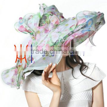 Women Floral Print Women Wedding Hats Summer Fancy Dress Hats For Sale