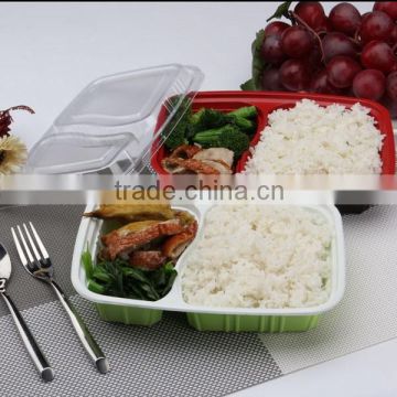 microwave safe rectangle 2 compartment plastic container food packaging
